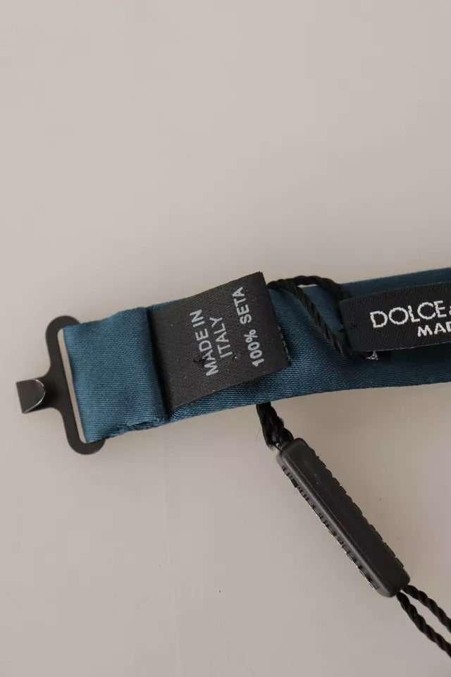 Dolce &amp; Gabbana Blue 100% Silk Adjustable Neck Bow Tie Mens