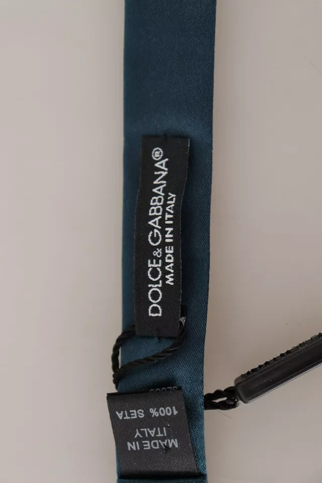 Dolce &amp; Gabbana Blue 100% Silk Adjustable Neck Bow Tie Mens