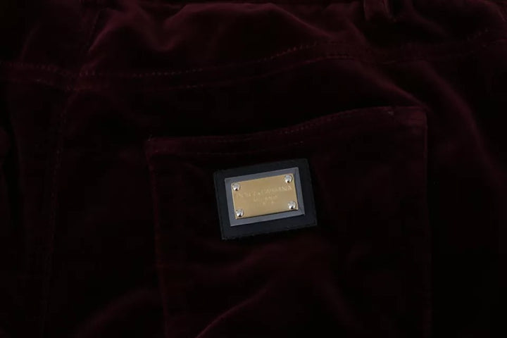 Dolce &amp; Gabbana Bordeaux Velvet Stretch Slim Fit Pants