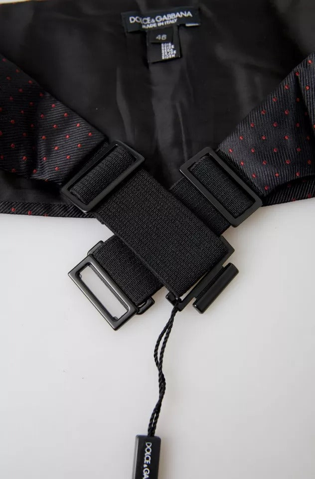 Ceinture de smoking à pois en soie noire Dolce &amp;amp; Gabbana