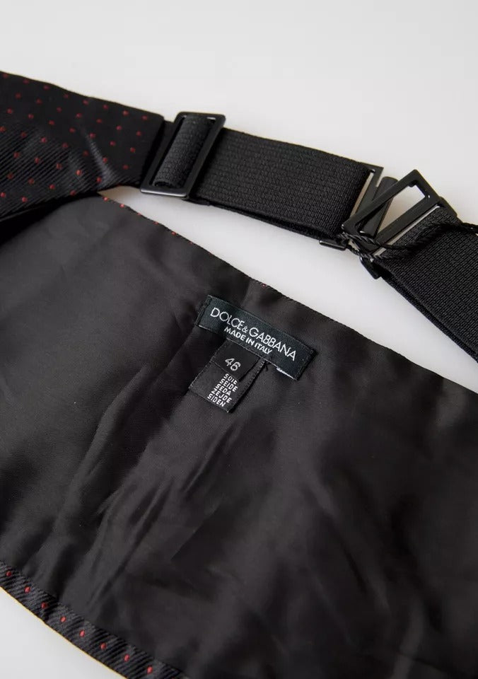 Ceinture de smoking à pois en soie noire Dolce &amp;amp; Gabbana