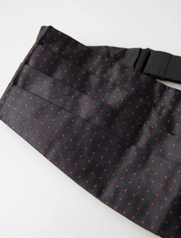 Ceinture de smoking à pois en soie noire Dolce &amp;amp; Gabbana