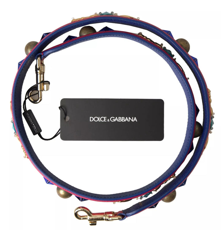 Dolce &amp; Gabbana Pink Exotic Leather Studded Shoulder Strap