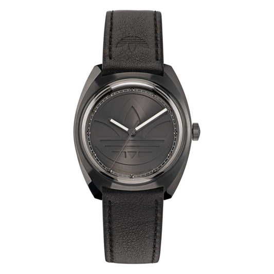 Adidas Black Leather Dress Watch