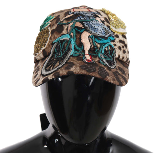 Casquette de baseball élégante à paillettes léopard Dolce &amp; Gabbana