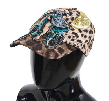 Casquette de baseball élégante à paillettes léopard Dolce &amp; Gabbana