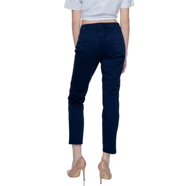 Street One Blue Cotton Casual Pants