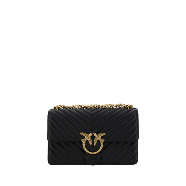 PINKO - Black Calf Leather Bos Taurus Shoulder Bag