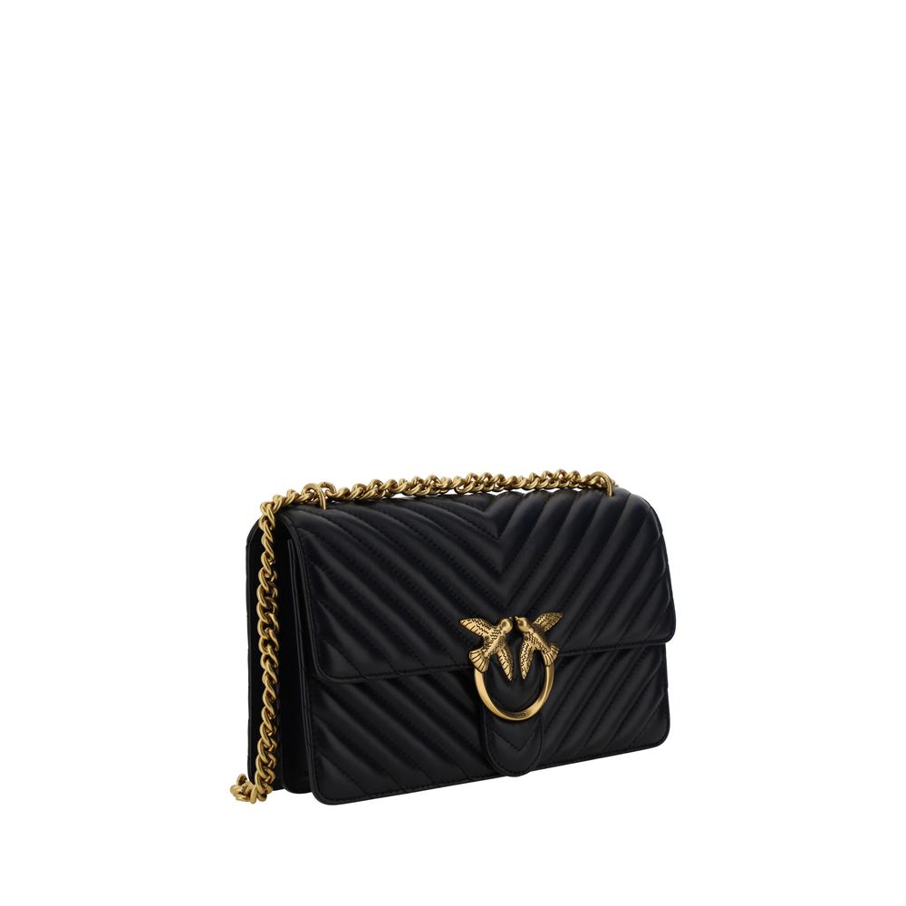 PINKO - Black Calf Leather Bos Taurus Shoulder Bag