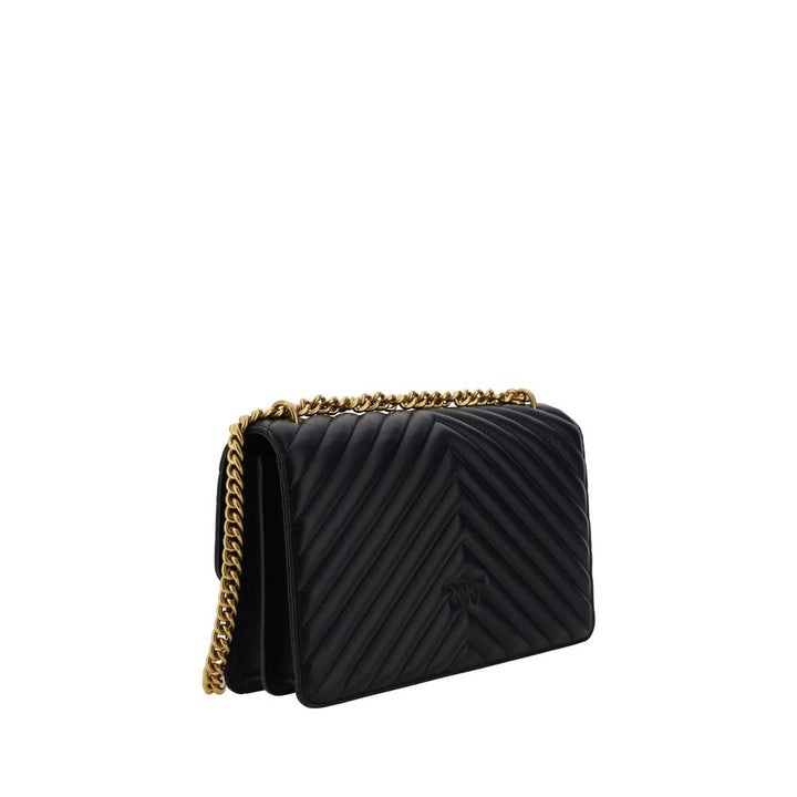 PINKO Black Calf Leather Bos Taurus Shoulder Bag