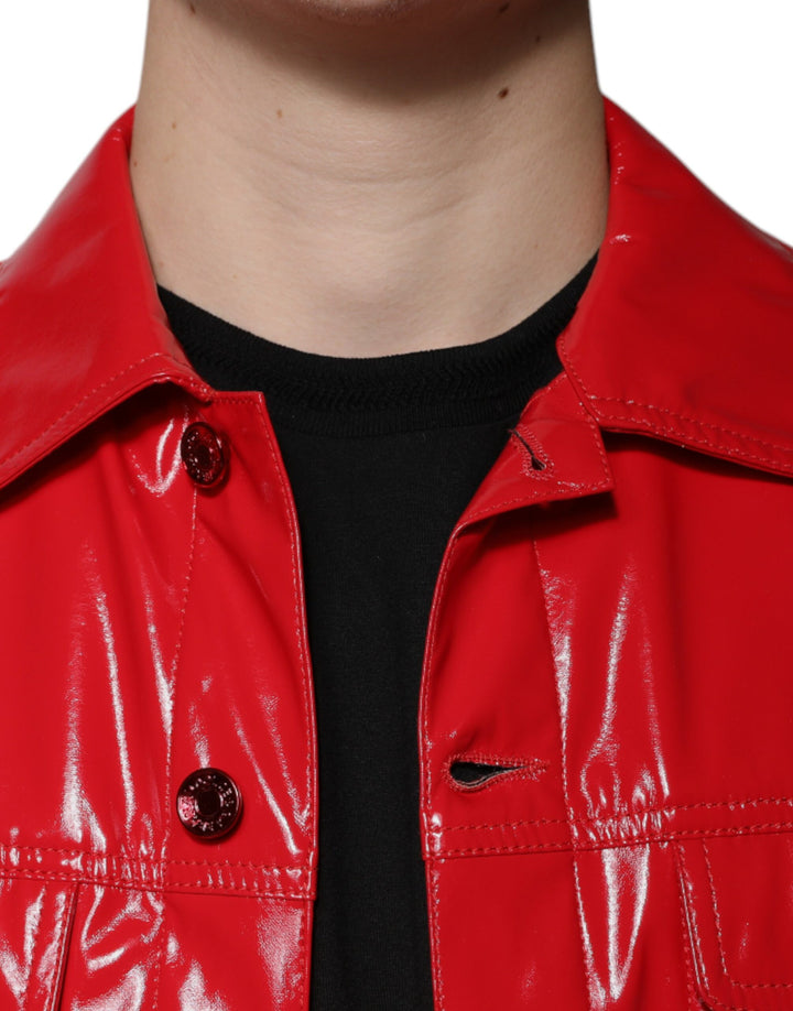Dolce &amp; Gabbana Red Polyester Button Down Collared Jacket