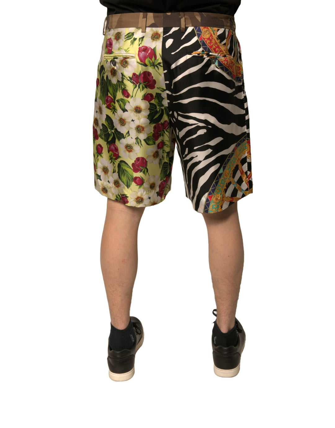 Dolce &amp; Gabbana Multicolor Patchwork Silk Men Chino Shorts