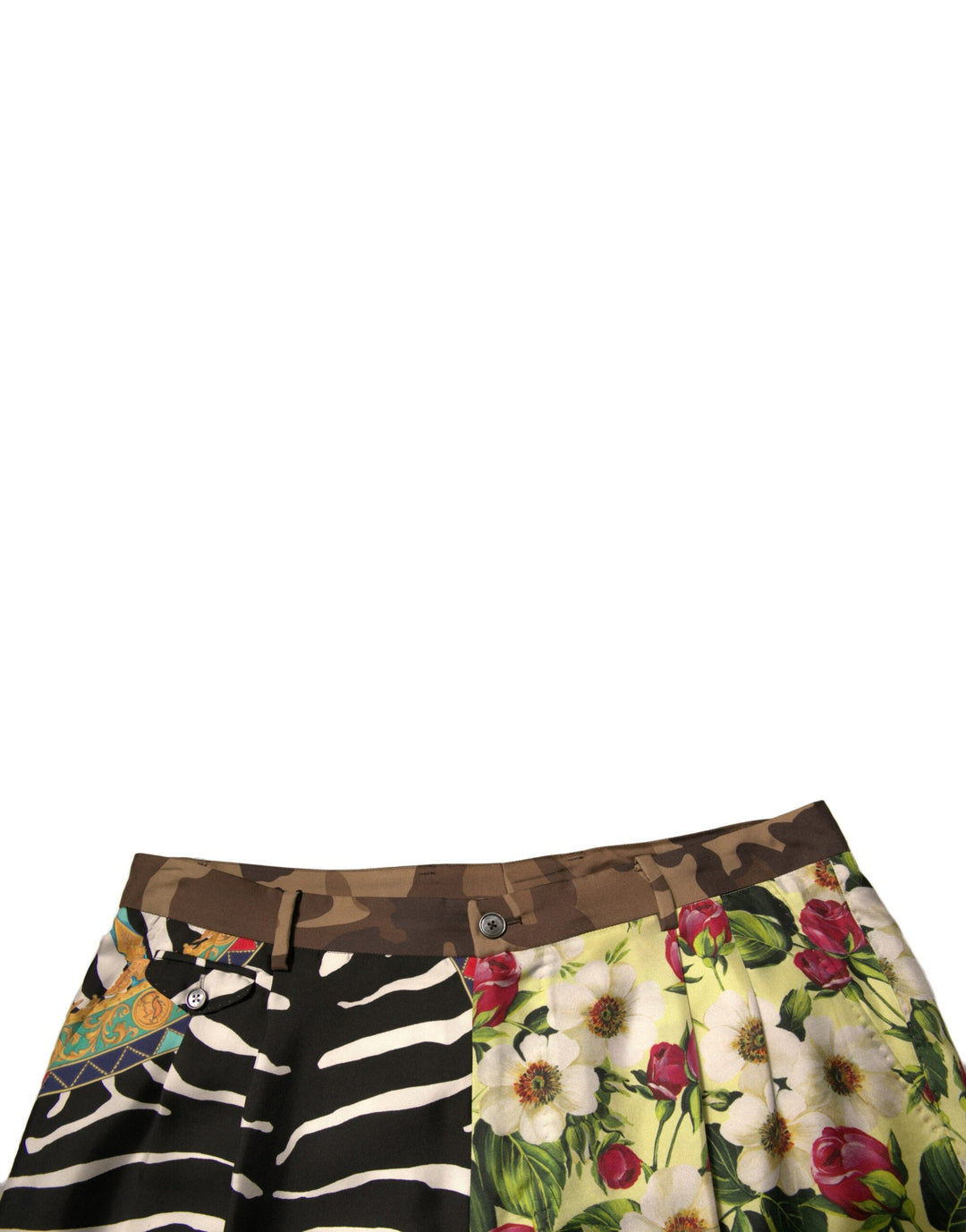 Dolce &amp; Gabbana Multicolor Patchwork Silk Men Chino Shorts