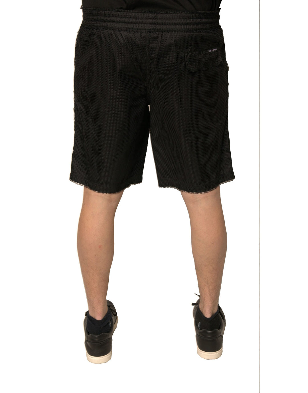 Dolce &amp; Gabbana Black Polyester Jersey Mid Waist Shorts