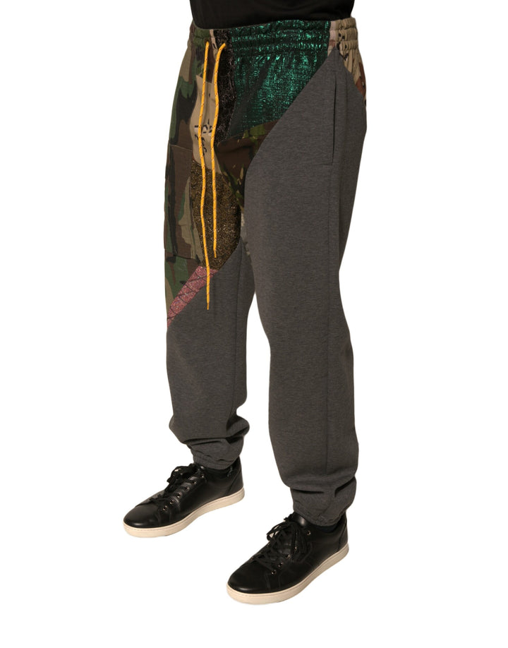 Pantalon de jogging en coton patchwork multicolore Dolce &amp;amp; Gabbana