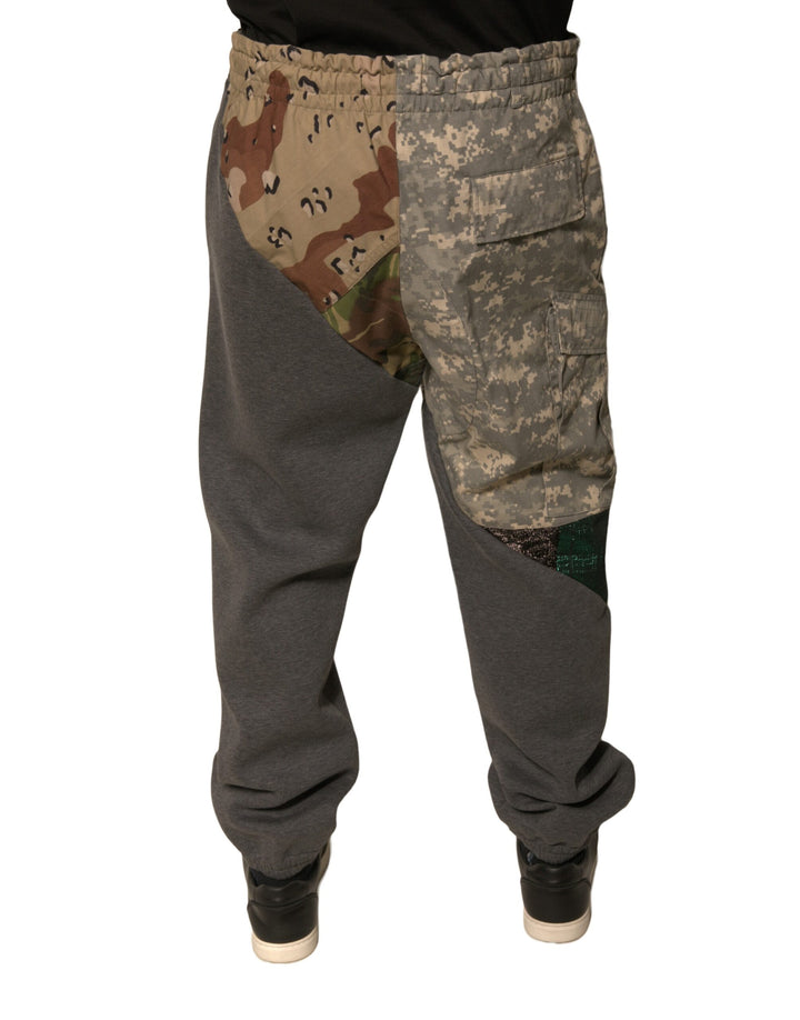 Pantalon de jogging en coton patchwork multicolore Dolce &amp;amp; Gabbana