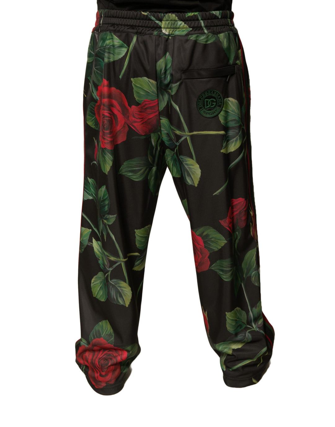 Pantalon de jogging en polyester noir à fleurs Dolce &amp;amp; Gabbana