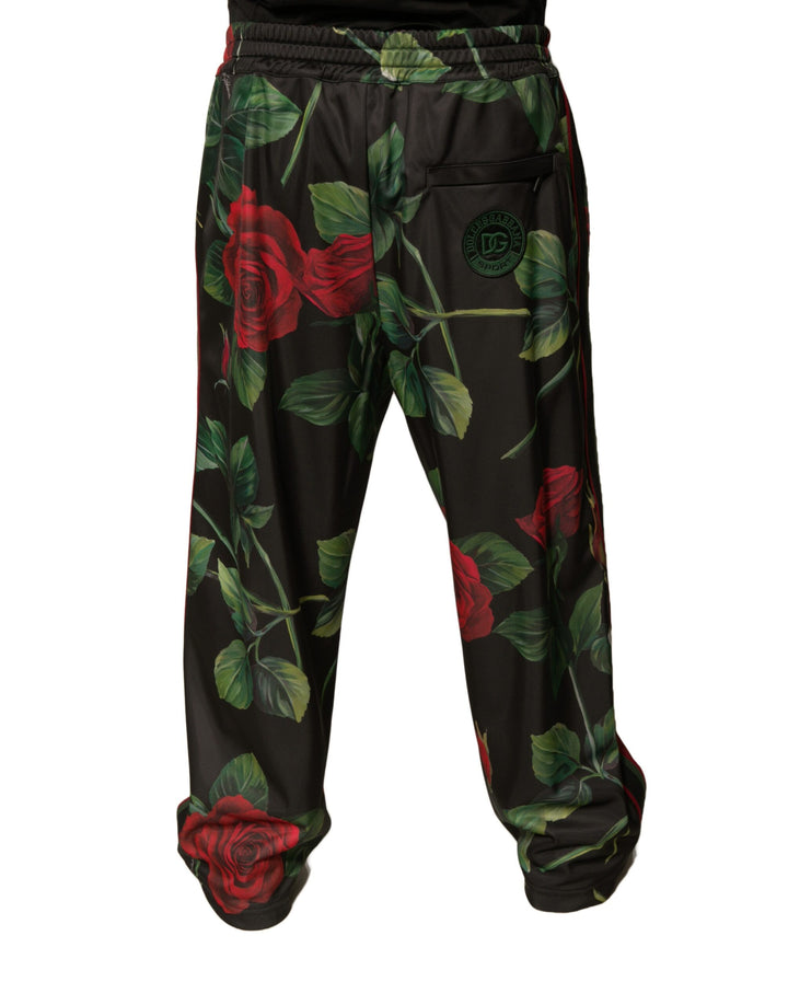 Pantalon de jogging en polyester noir à fleurs Dolce &amp;amp; Gabbana