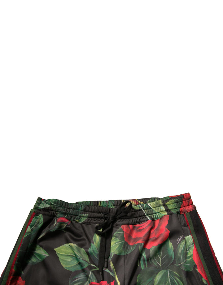 Pantalon de jogging en polyester noir à fleurs Dolce &amp;amp; Gabbana