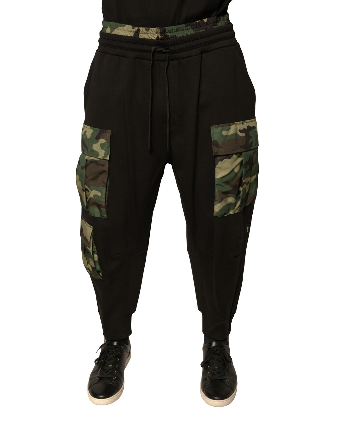 Dolce &amp; Gabbana Black Camouflage Cotton Jogger Cargo Pants