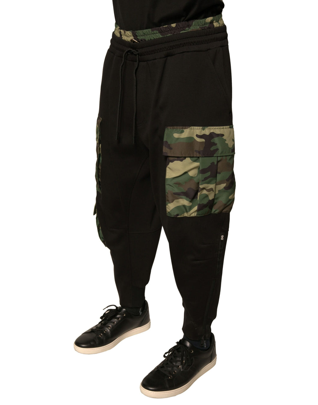 Dolce &amp; Gabbana Black Camouflage Cotton Jogger Cargo Pants