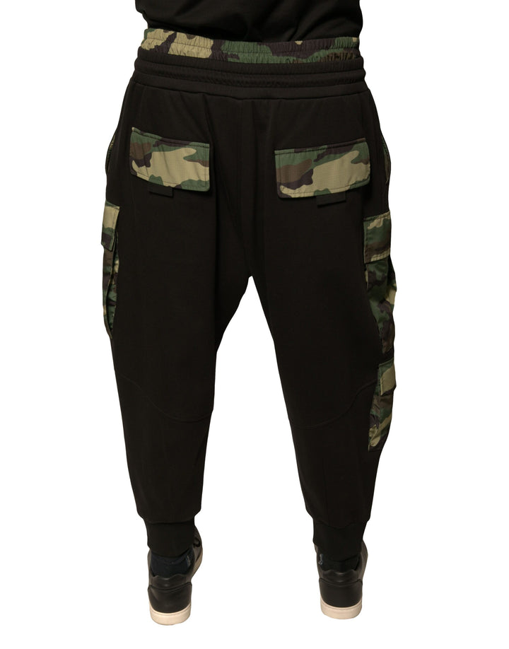 Dolce &amp; Gabbana Black Camouflage Cotton Jogger Cargo Pants