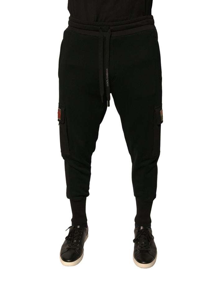 Dolce &amp; Gabbana Black Cotton Jogger Cargo Sweatpants Pants