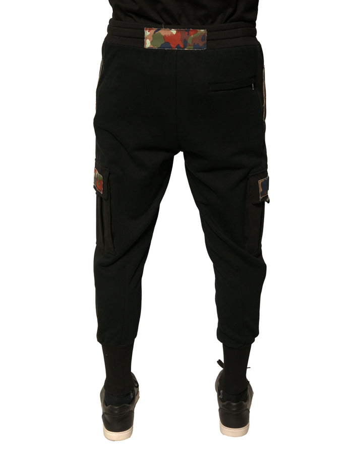 Dolce &amp; Gabbana Black Cotton Jogger Cargo Sweatpants Pants