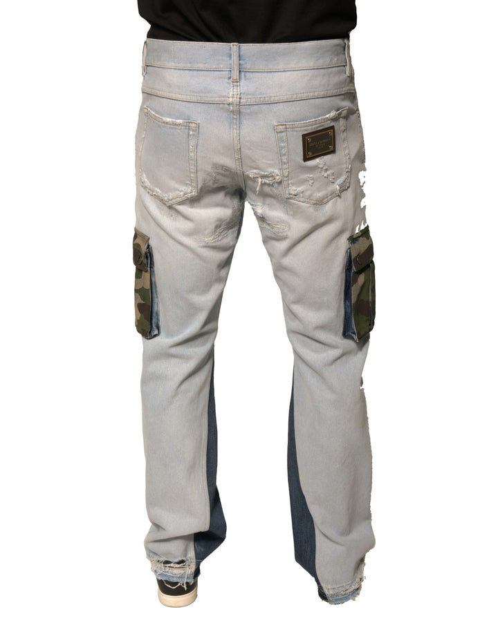 Dolce &amp; Gabbana Light Blue Cotton Cargo Straight Denim Jeans
