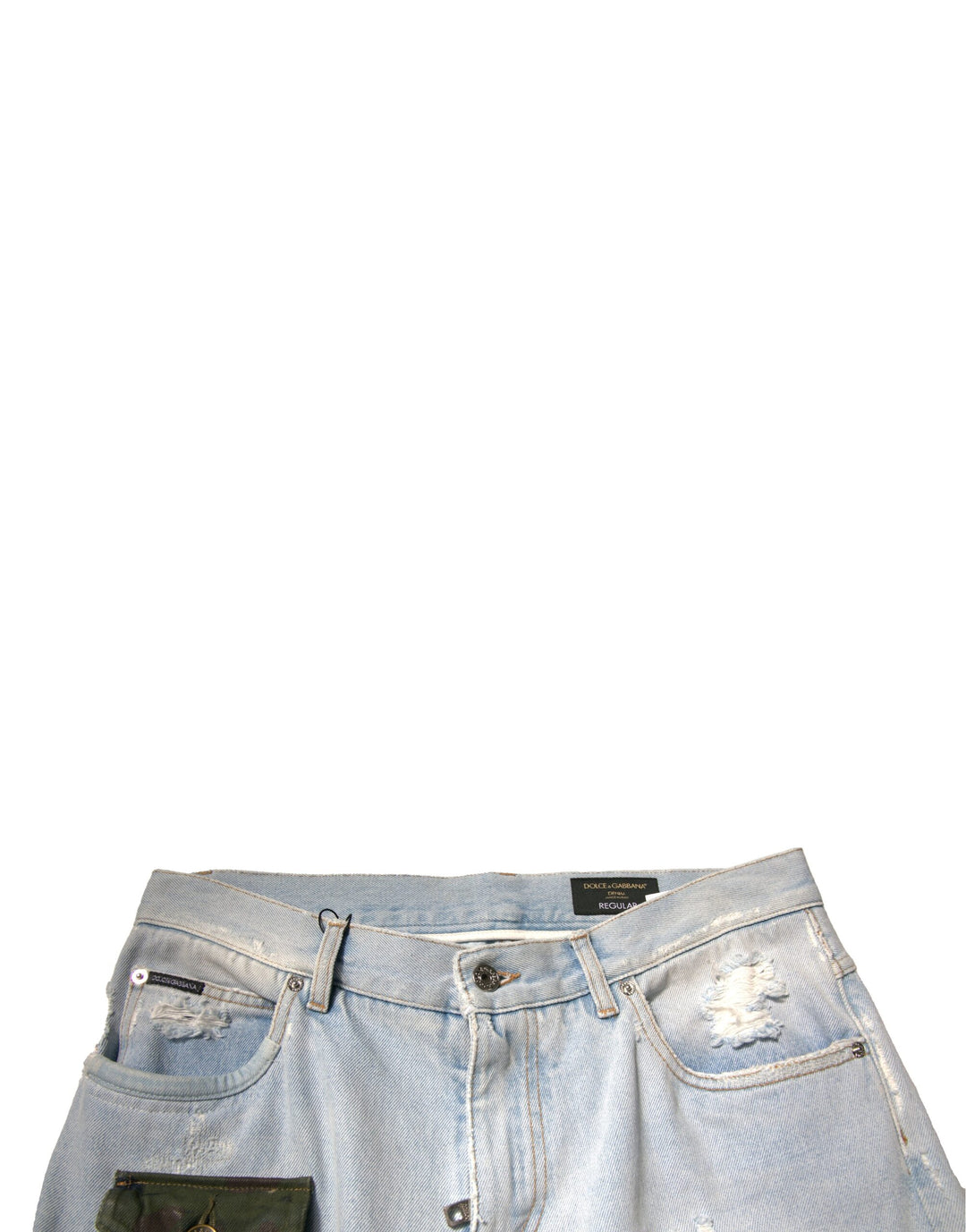 Dolce &amp; Gabbana Light Blue Cotton Cargo Straight Denim Jeans