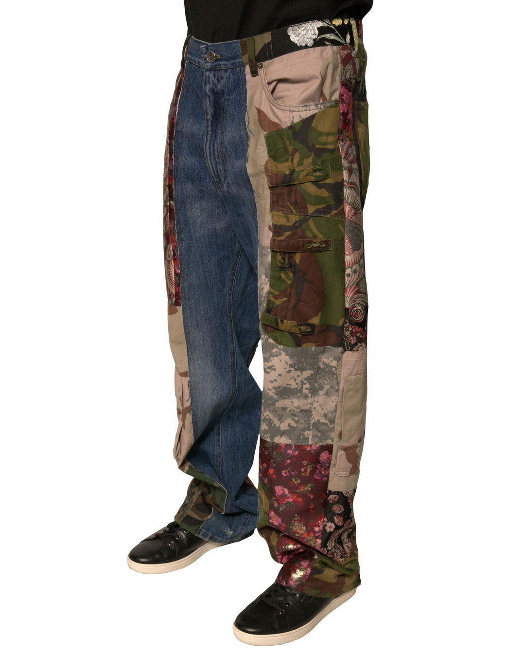 Dolce &amp; Gabbana Blue Patchwork Cotton Straight Denim Jeans