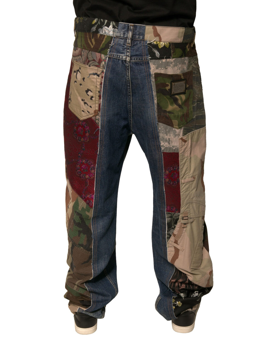 Dolce &amp; Gabbana Blue Patchwork Cotton Straight Denim Jeans
