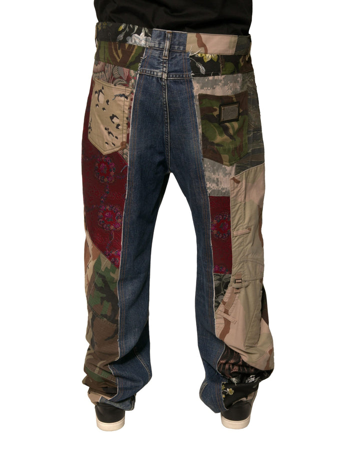 Dolce &amp; Gabbana Blue Patchwork Cotton Straight Denim Jeans