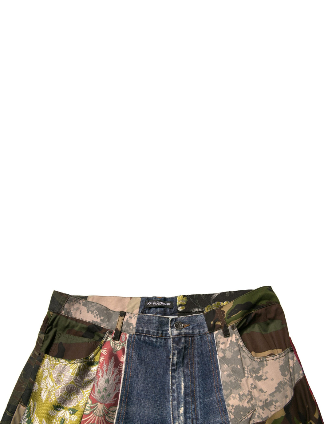 Dolce &amp; Gabbana Blue Patchwork Cotton Straight Denim Jeans