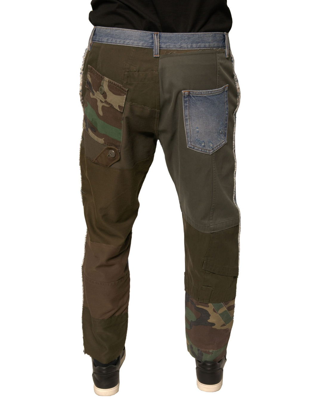 Dolce &amp; Gabbana Blue Tattered Straight Cropped Denim Jeans