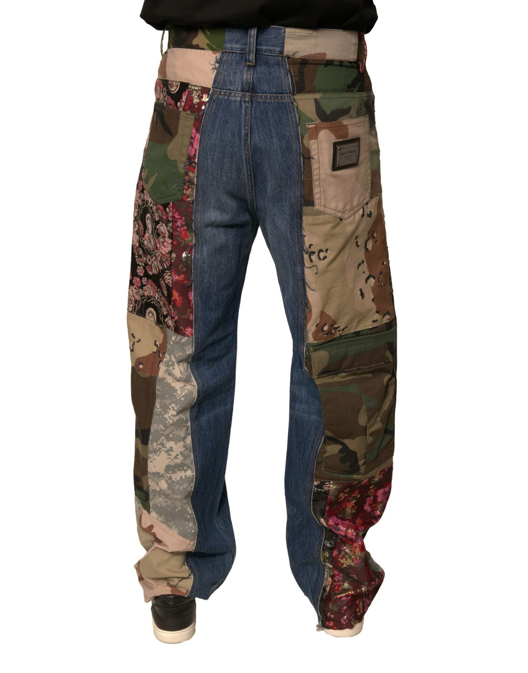 Dolce &amp; Gabbana Blue Patchwork Cotton Straight Denim Jeans