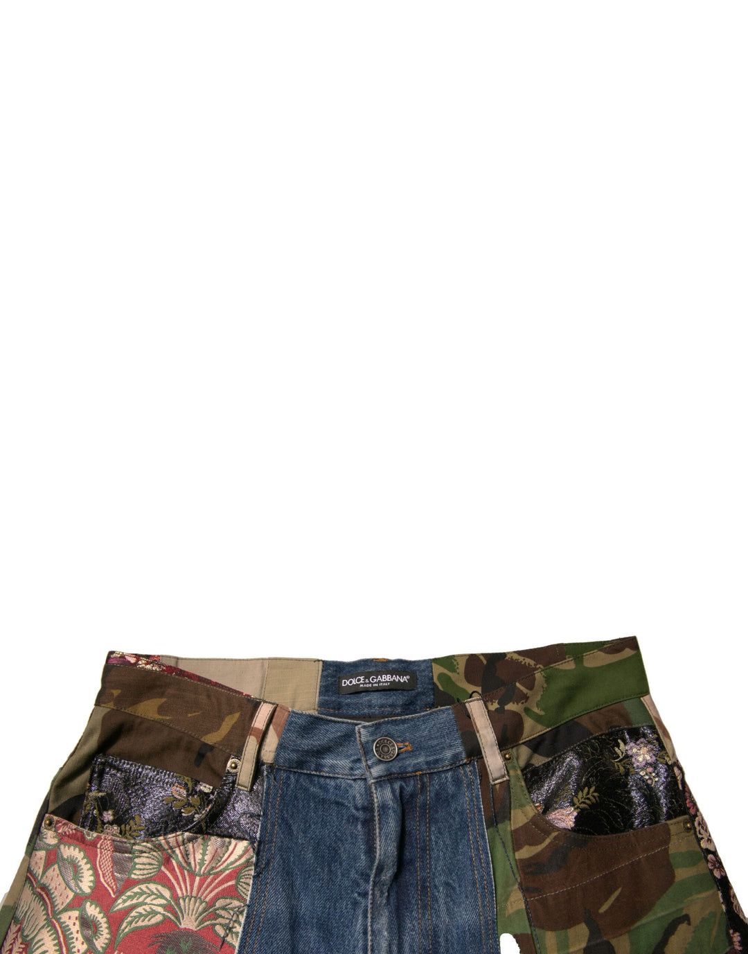 Dolce &amp; Gabbana Blue Patchwork Cotton Straight Denim Jeans