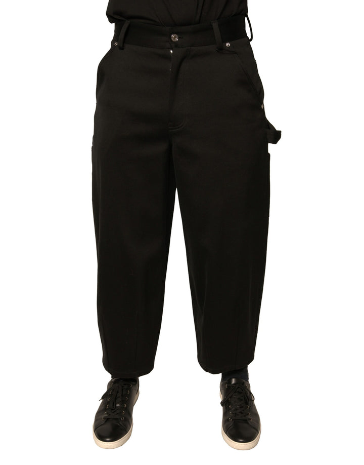 Dolce &amp; Gabbana Black Cotton Mid Waist Cropped Pants
