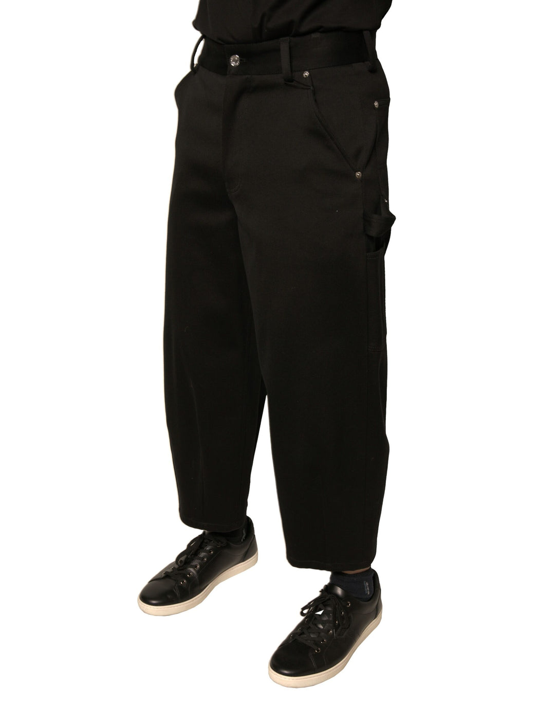 Dolce &amp; Gabbana Black Cotton Mid Waist Cropped Pants