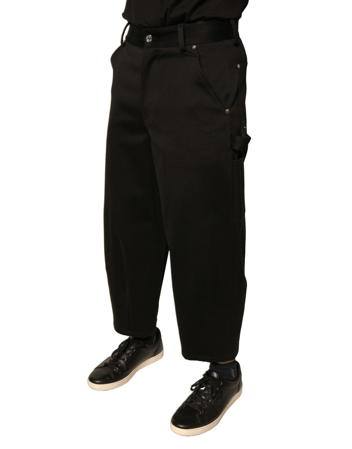 Dolce &amp; Gabbana Black Cotton Mid Waist Cropped Pants