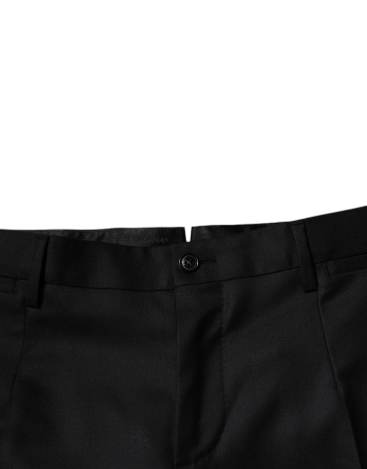 Dolce &amp; Gabbana Black Wool Tapered Formal Dress Pants
