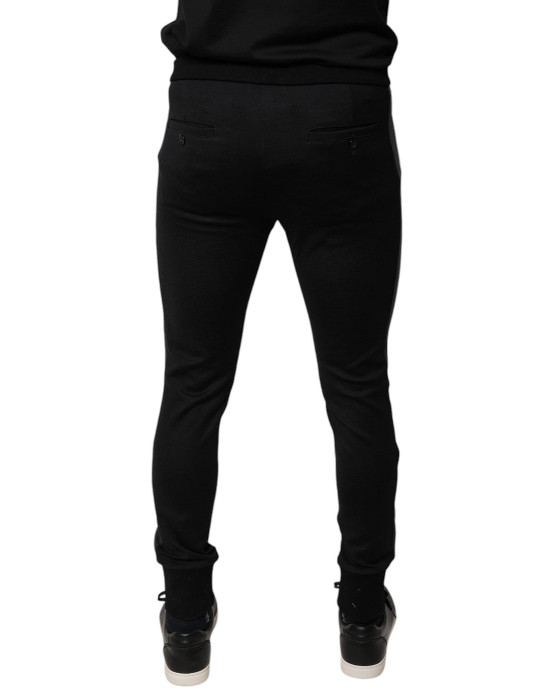 Dolce &amp; Gabbana Black Horseshoe Embellished Wool Slim Fit Pants