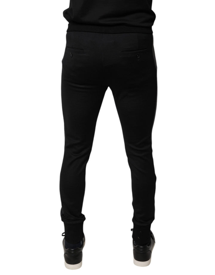 Dolce &amp; Gabbana Black Horseshoe Embellished Wool Slim Fit Pants