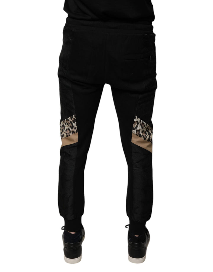 Pantalon de jogging slim noir léopard Dolce &amp;amp; Gabbana