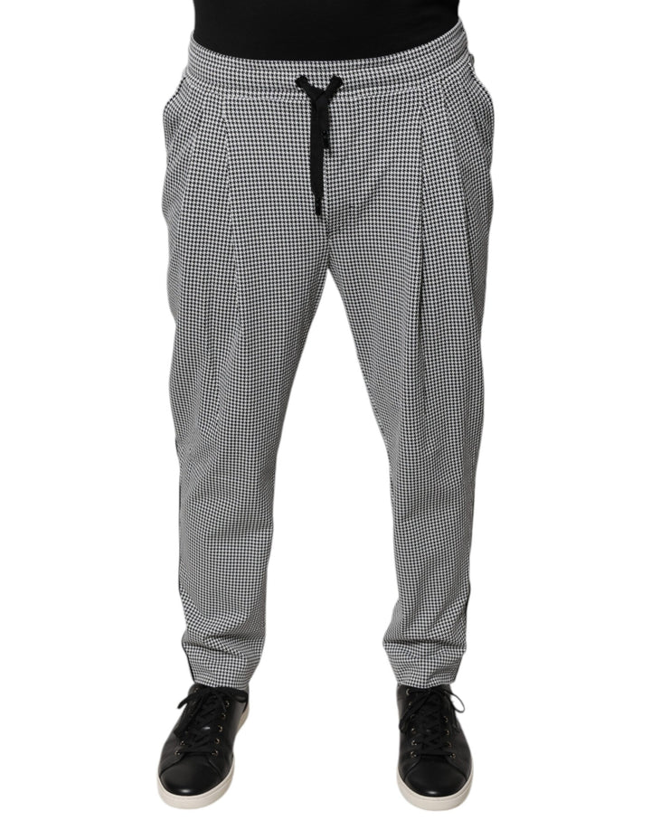 Dolce &amp; Gabbana Black White Houndstooth Skinny Dress Pants