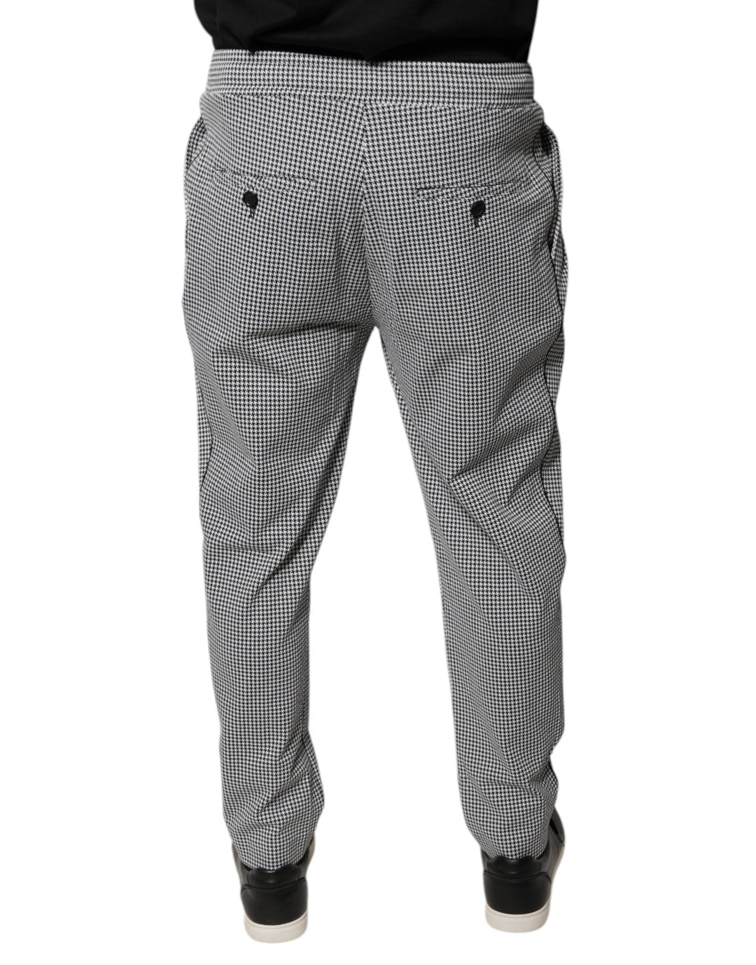 Dolce &amp; Gabbana Black White Houndstooth Skinny Dress Pants