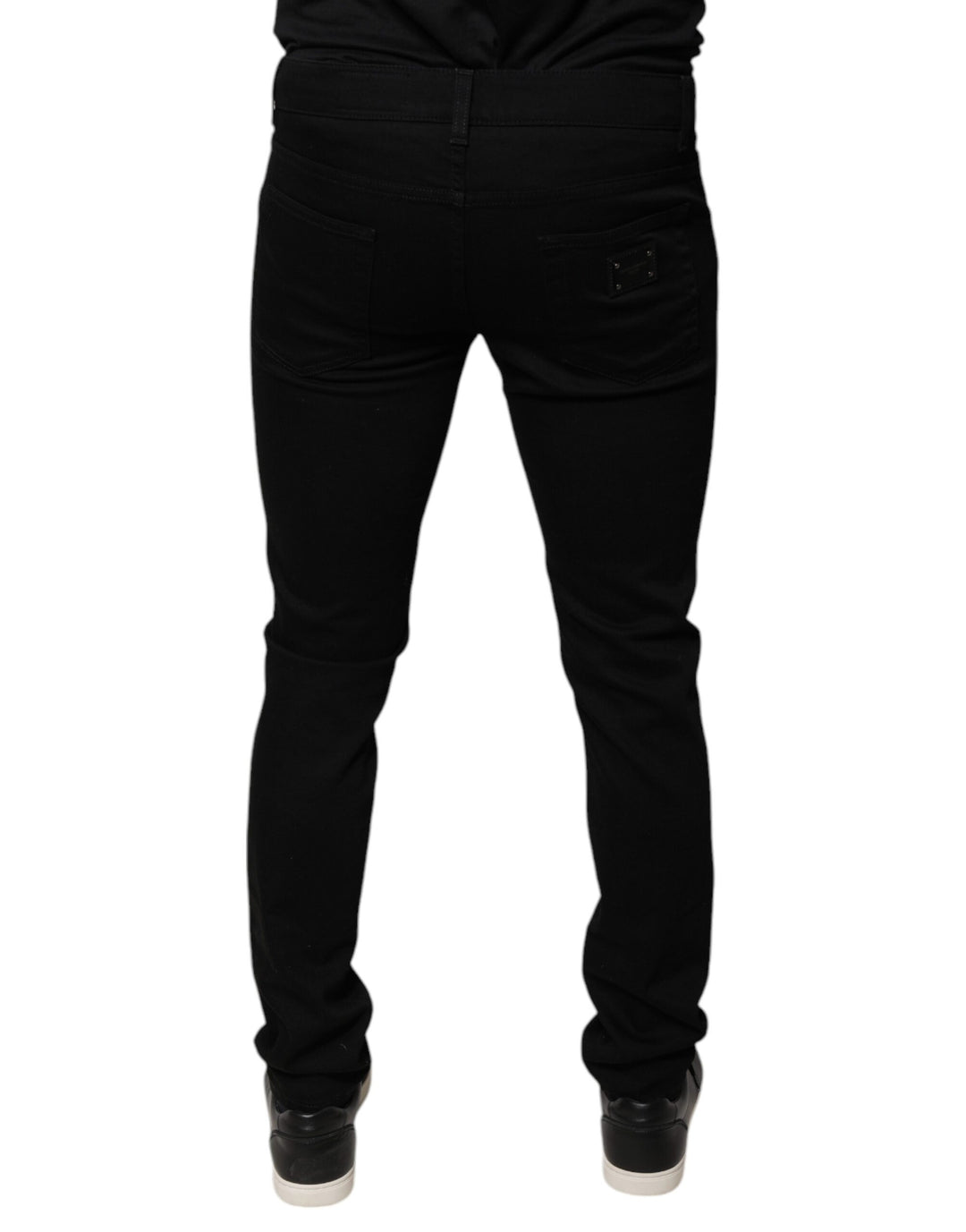 Jean skinny en coton noir Dolce &amp;amp; Gabbana avec logo DG Crown