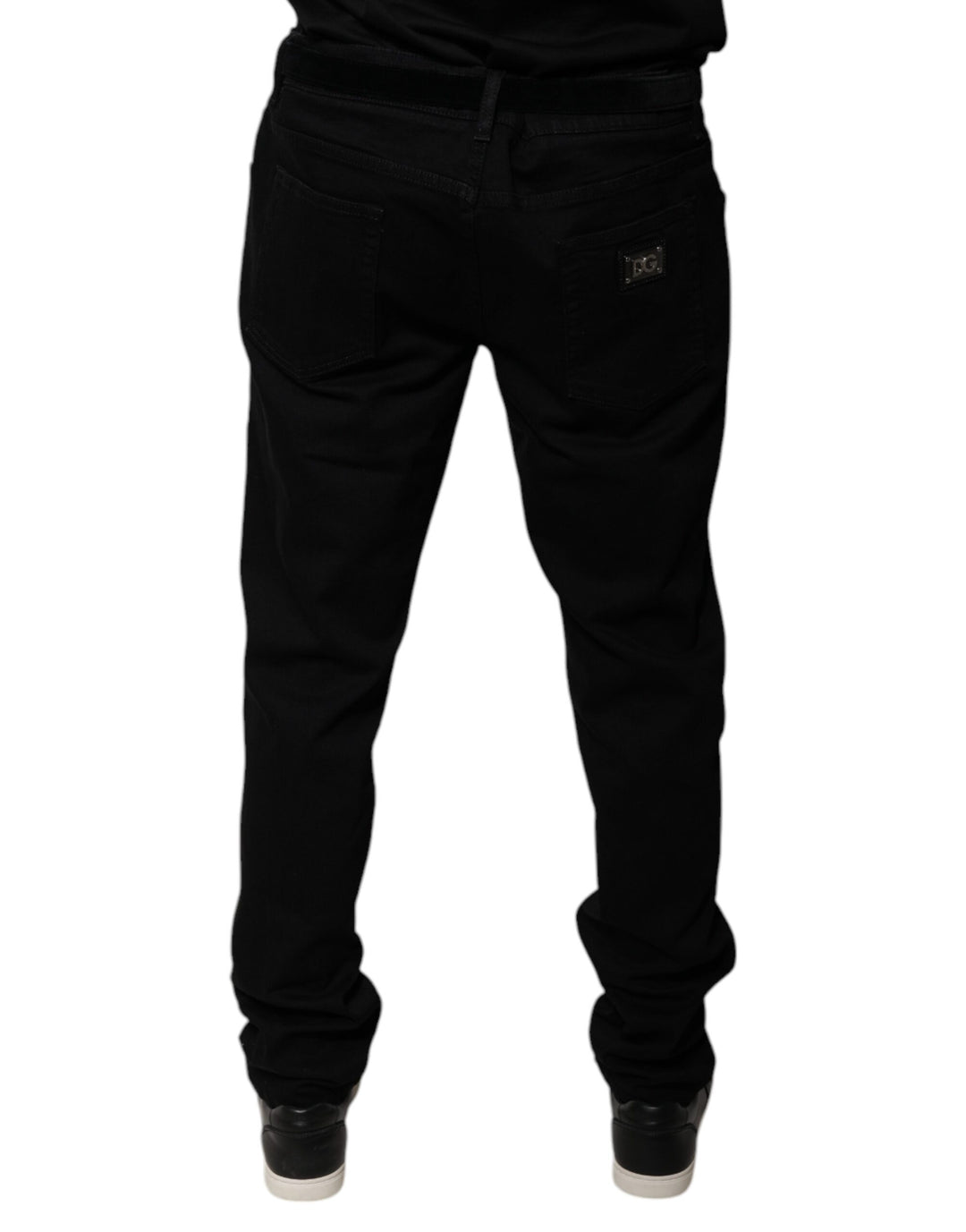 Jean skinny en coton stretch noir avec logo Dolce &amp;amp; Gabbana