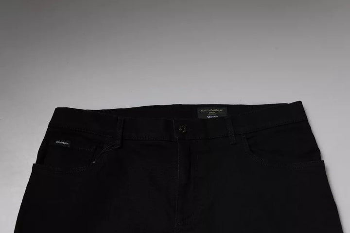 Jean skinny en coton stretch noir avec logo Dolce &amp;amp; Gabbana