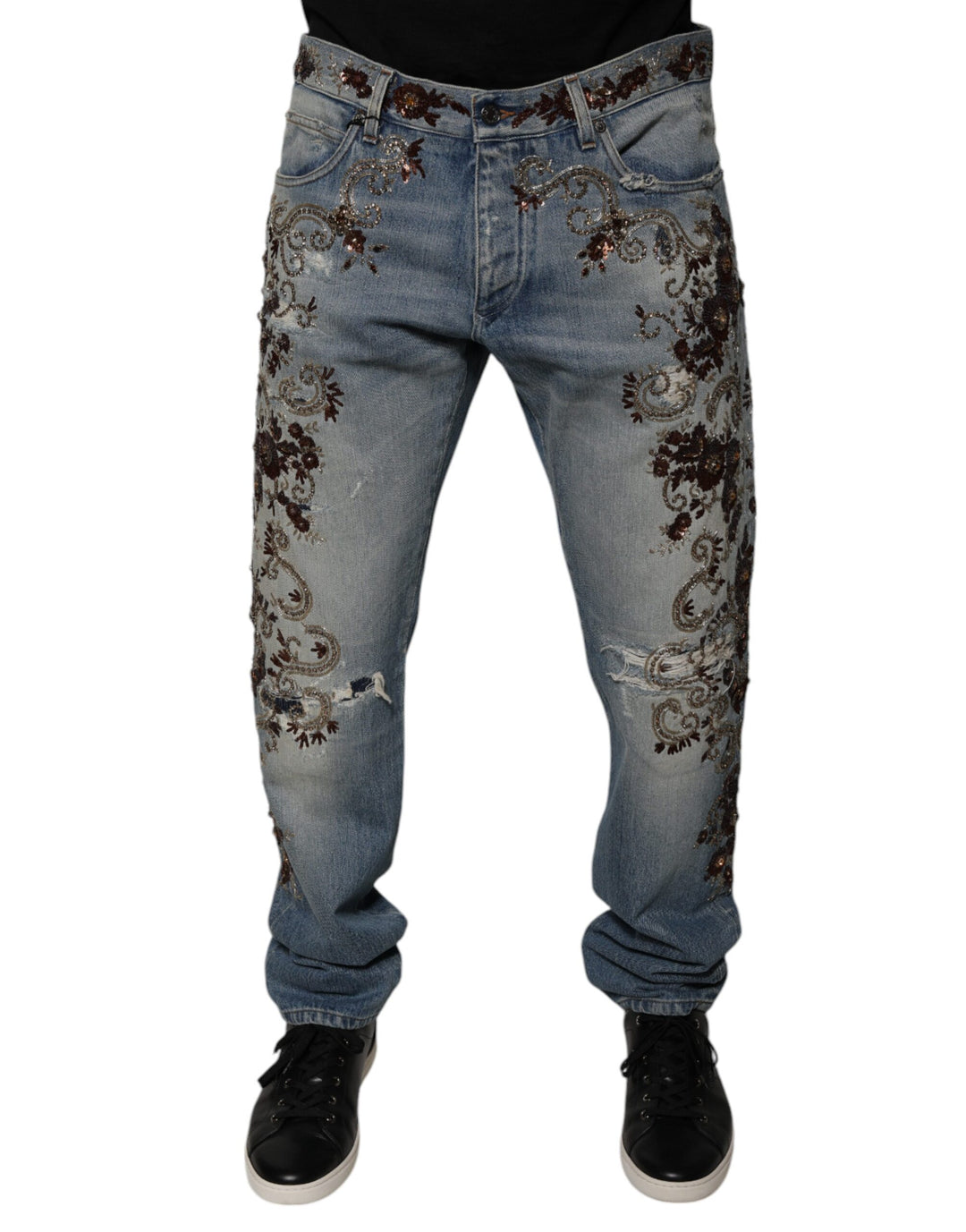 Dolce &amp; Gabbana Light Blue Embroidered Skinny Denim Jeans